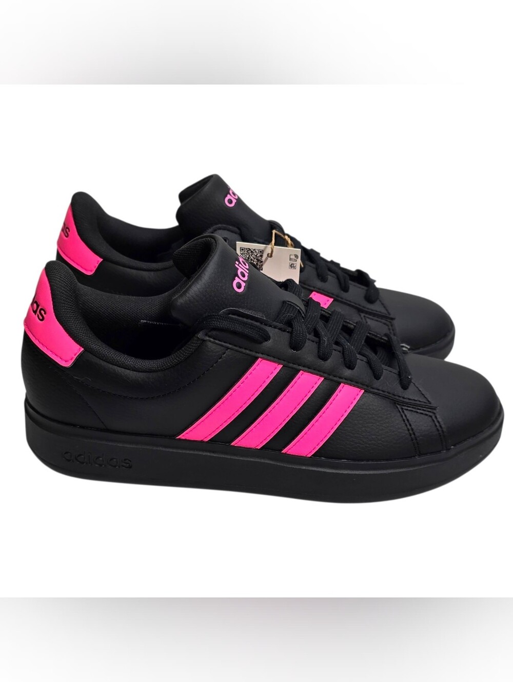 Adidas Grand Court 2.0 Women’s 7.5 Black Pink JS1757 New With Tags - Picture 3 of 12